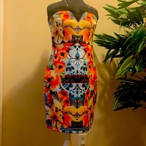 Strapless midi dress with zipper